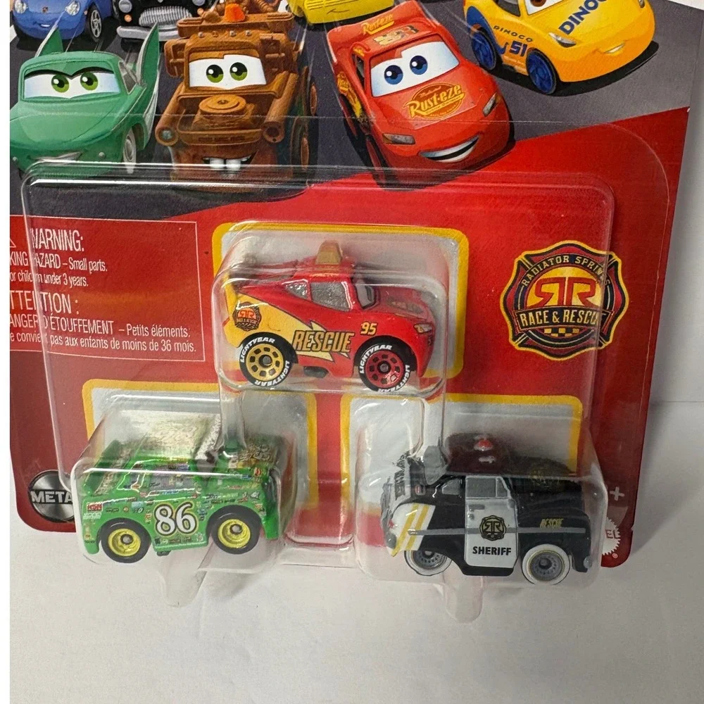 Disney Pixar Cars Mini Racers Race & Rescue 3-Pack McQueen Chick Hicks Sheriff